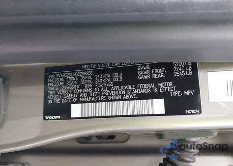 2011 Volvo Xc60 3.2 z USA, uszkodzony, nr VIN YV4952DL9B2208956